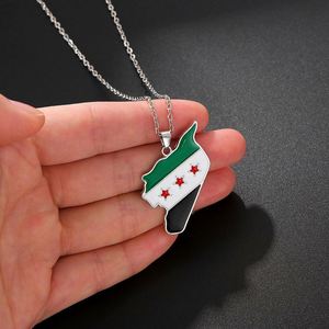 Venta al por mayor de fábrica: Collar con bandera de Siria, llavero de metal esmaltado con mapa de Siria, colgante de metal, colgante conmemorativo, artesanía personalizada. - Product Image 2