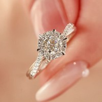 Bague de fiançailles personnalisée en or massif 18 carats avec moissanite CVD certifiée IGI, taille ronde, 1 carat, bijoux en or pour femmes