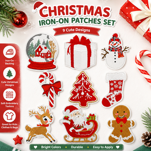 Ensemble de patchs brodés à thème Noël, nœuds papillon festifs, pour vestes décontractées et sacs à dos pour enfants, patchs de créateur - Product Image 1
