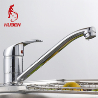 Robinet de cuisine rotatif monocommande eau chaude et froide en laiton et alliage de zinc, design classique, finition argentée, cartouche céramique