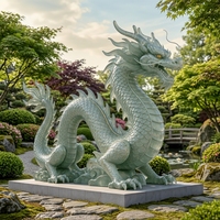 Sculpture de dragon et grue en fibre de verre étanche, style dessin animé, pour l'attraction de richesse et la prospérité, idéale pour l'extérieur, piscine et jardin, Feng Shui Oriental