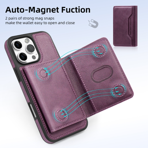 Funda de Cuero con Ranura para Tarjetas, Magnética, para iPhone 17 Air, 17 Pro Max, 16, 15, 14, 13, 12, 11, Antigolpes - Product Image 3