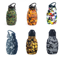 Bouteille d'eau de sport en silicone de qualité alimentaire, pliable, personnalisable et réutilisable