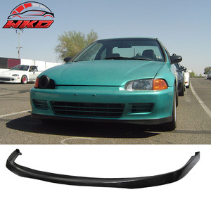 เหมาะสำหรับ Honda Civic Coupe ปี 1992-1995 สไตล์ SIR ชิ้นส่วนกันชนหน้าสีดำด้าน - Product Image 1