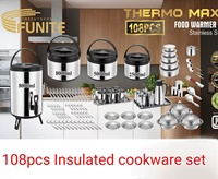 Ensemble de récipients isothermes en acier inoxydable pour aliments, 19/55/80/108 pièces, comprenant des pots thermiques, des seaux à thé au lait, des tasses et des bouilloires
