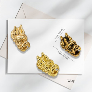 Cuentas de aleación chapadas en oro con cabeza de dragón para pulseras, suministros para hacer joyería DIY, orificio redondo de 12 mm - Product Image 2