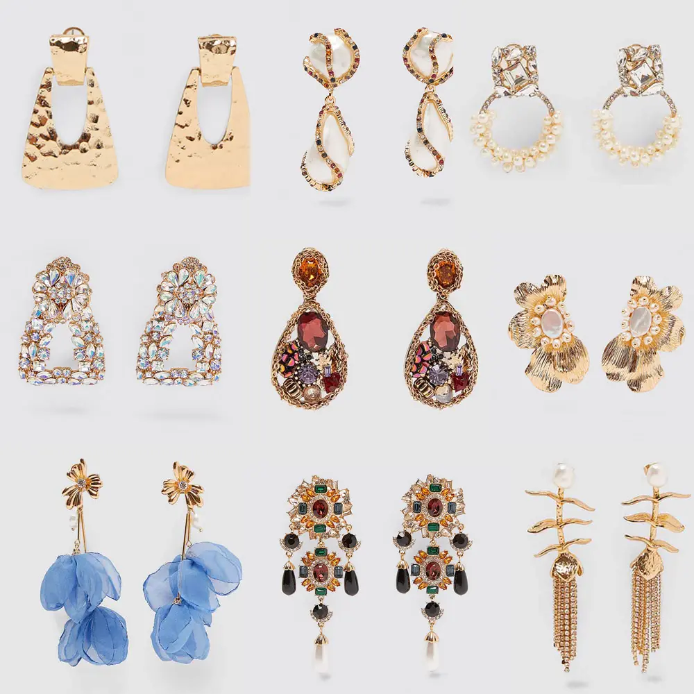 Kaimei Bohemian ZA Crystal Dangle Ohrringe für Frauen Fisch blume Gold Runde geometrische Ohrringe Hochzeit neu Mädchen Party Geschenk