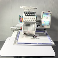 Machine à broder monotête contrôlée par ordinateur, 12 aiguilles, pour broderie plate et tubulaire, idéale pour la fabrication commerciale de t-shirts et de casquettes