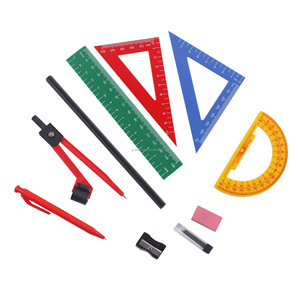 Đồ dùng học tập toán học hình học kit đa chức năng vẽ la bàn 10pcs đặt học sinh Trường học an toàn văn phòng phẩm thiết lập - Product Image 1