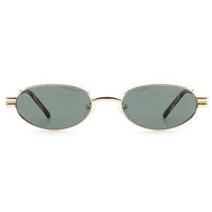 Gafas de Sol Unisex Ovaladas con Montura Dorada Completa, Lentes Verdes, Protección UV400, Gafas de Moda para Adultos - Product Image 1