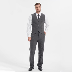 Высококачественный мужской деловой костюм-тройка больших размеров из смесового полиэстера в клетку с отложным воротником - Product Image 2