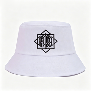 Unisex White Bucket <b>Hat</b> with Custom Diamond & Letter Embroidery Logo - Product Image 1