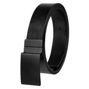 Cinturón de Cuero Vacuno Genuino Negro y Marrón de Primera Calidad para Hombre con Hebilla de Bloqueo Automático de Aleación - Cinturón Casual Resistente al Agua - Product Image 1