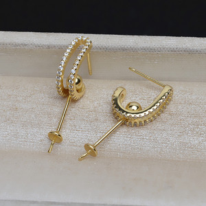 ต่างหูเงินแท้ S925 แบบติดหู ดีไซน์เรียบง่าย ประดับมุก 8-9 มม. สำหรับงาน DIY พร้อมฐานต่างหูคริสตัล 1128 - Product Image 5