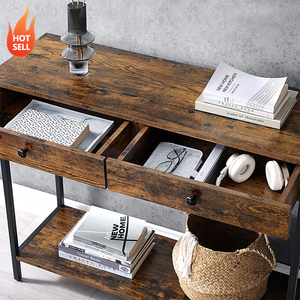 Meubles de salon industriel, couloir marron, cadre en <span class=keywords><strong>acier</strong></span>, Table de <span class=keywords><strong>Console</strong></span> en <span class=keywords><strong>bois</strong></span> moderne avec 2 tiroirs - Product Image 4