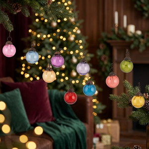 Handmade Premium Multicolor Glass Round Shape Combo Tiny Christmas Hanging Decoration Rust Free Indoor/Outdoor Use Mix Hanging16 - Product Image 2