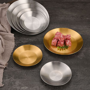 Platos Redondos de Acero Inoxidable 304, Color Sólido Dorado y Plateado, para Fiestas - Product Image 3