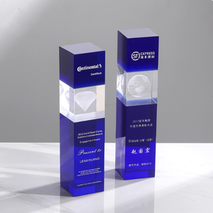 थोक कस्टम ब्लैक एंड ब्लू क्रिस्टल ग्लास फ्रेम पुरस्कार व्यक्तिगत व्यवसाय प्रमाण पत्र पदक प्रमाण पत्र ग्लास ट्रॉफी डिजाइन - Product Image 5