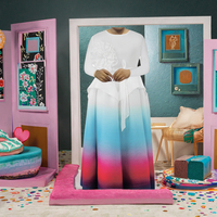 Robe décontractée plissée Miyake à dégradé de couleurs avec motif floral et ceinture pour grandes tailles ODM