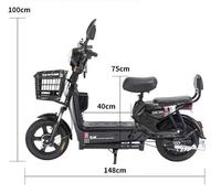Fabricant chinois de scooter électrique 48V longue portée deux roues 2 sièges pédales e-scooter panier moto pour adultes