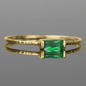 Anello da Donna H426 in Oro Massiccio 18K con Topazio, Taglio Smeraldo, Montatura a Castone, Gioiello Geometrico con Gemma per Fidanzamento - Product Image 2