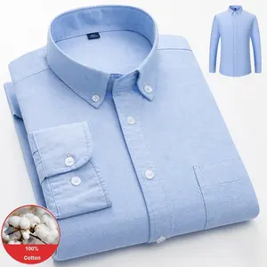 Mens Witte Zachte Katoenen Gestreepte Jurk Shirts Slim Fit Formele Kledij Business Outfit Smart Werkkleding Lange Mouw Oxford Overhemd