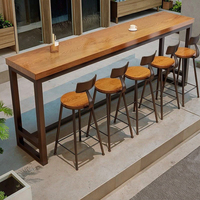 Table haute longue en bois massif Design simple moderne Table de bar de loisirs murale pour balcon et jardin à usage de restaurant