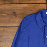 Veste de travail vintage française pour homme, en coton bleu, pour le travail