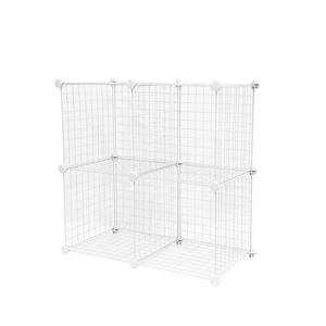 Dây Cube Lưu Trữ 4 Cube Tổ Chức Kim Loại Lưới Lưu Trữ Modular Kệ DIY Tủ Quần Áo Tủ Cho Phòng Khách Stackable <span class=keywords><strong>Cubes</strong></span> Trắng - Product Image 3