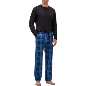 <b>Men's</b> <b>Pajamas</b> <b>Set</b> 2 Piece Long Sleeve T-Shirt Plaid Pants With Pocket Soft Flannel Sleepwear - Product Image 1