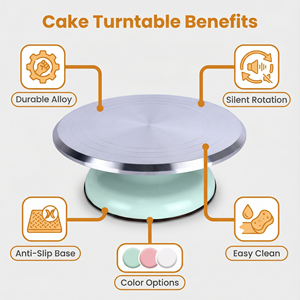 Outils de <span class=keywords><strong>pâtisserie</strong></span> de boulangerie professionnelle de vente directe d'usine plateau tournant rond de décoration de gâteau en alliage d'aluminium - Product Image 2