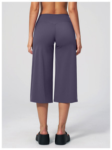 Pantalon de yoga capri à jambe large personnalisé pour femme, leggings de yoga brossés, capris de sport amples - Product Image 3
