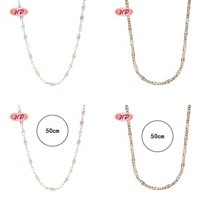 Collier à maillons en alliage de cuivre plaqué or 18 carats, style vintage, avec incrustation à griffes, bijoux en gros pour les fêtes - Product Image 6