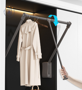 Rail de suspension de vêtements relevable pour <span class=keywords><strong>armoire</strong></span> haute avec retour automatique et amortisseur - Product Image 3