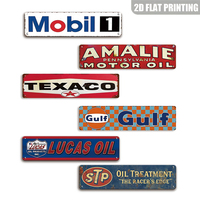Placa Decorativa Rústica para Pared, Pintura en Hierro con Diseño de Marca de Aceite de Coche Vintage, Impresión UV, Mobil STP Champion, Decoración Retro para Garaje