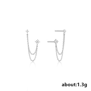 Orecchini Pendenti CAOSHI con Diamanti a 2 Fori per Piercing, con Nappine in Zirconia e Doppia Catena, Gioielli INS per Donne - Product Image 6