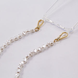 Catena Lunga <span class=keywords><strong>per</strong></span> Telefono con Perle Bianche, Tracolla Metallica, Accessorio <span class=keywords><strong>per</strong></span> Cellulare <span class=keywords><strong>per</strong></span> iPhone 17 16 15 14 13 12 Pro Max - Product Image 4