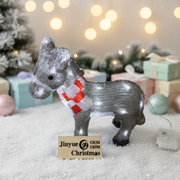 Décoration de jardin extérieure en acrylique 3D LED blanche, chien teckel en pull lumineux, contrôle manuel, étanche IP44