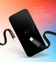 Câble en nylon à angle droit 60W 3A à charge rapide avec Type-C pour téléphones mobiles Type-C, banques d'alimentation, écouteurs, montres connectées