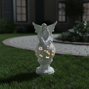 รูปปั้นเรซิ่นรูปนางฟ้าสไตล์นอร์ดิก ตำนานเทพเจ้ากรีก ของตกแต่งโต๊ะทำงาน พร้อมไฟสวนพลังงานแสงอาทิตย์ - Product Image 2