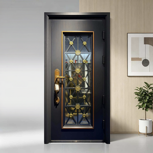 <span class=keywords><strong>Porte</strong></span> d'entrée de sécurité en alliage de zinc à grain de bois, design moderne à bande horizontale, anti-effraction, pour villa, fabrication sur mesure en usine - Product Image 4