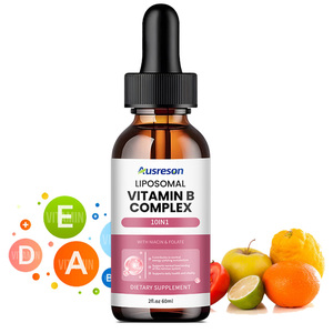 Ausreson OEM Liposomaler <span class=keywords><strong>Vitamin</strong></span>-<span class=keywords><strong>B</strong></span>-Komplex Flüssige Tropfen Nahrungsergänzungsmittel für Erwachsene Energie- und Immununterstützung <span class=keywords><strong>Vitamin</strong></span>-<span class=keywords><strong>B</strong></span>-Komplex Flüssige Tropfen - Product Image 1