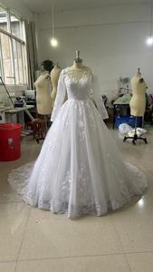 Y9253 <span class=keywords><strong>Abito</strong></span> <span class=keywords><strong>da</strong></span> Sposa di Lusso Personalizzato, Vestito Nuziale <span class=keywords><strong>con</strong></span> <span class=keywords><strong>Maniche</strong></span> Lunghe e Strascico <span class=keywords><strong>Lungo</strong></span> in Pizzo, <span class=keywords><strong>Abito</strong></span> Principale per <span class=keywords><strong>Cerimonia</strong></span> Nuziale - Product Image 5