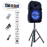 JUMBOAUDIO JPS5515BA 1100W 15 "Juegos de Karaoke Powered TWS + Altavoz + LED + Soporte + Micrófono + Batería Juego de altavoces Bocina