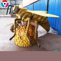 Statue d'abeille animatronique géante de 2 m - Modèle d'insecte réaliste avec lumière LED et son pour la décoration de jardin extérieur