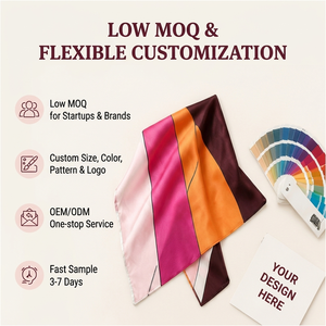 Custom Printed Silk Square Scarf Custom Logo Bandana <b>Head</b> Scarf Private Label Low MOQ Factory - Product Image 3