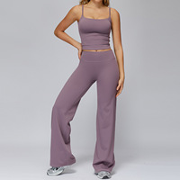 3127 Ensemble de sport et de yoga respirant à jambes larges pour la course en extérieur et le fitness, grande taille