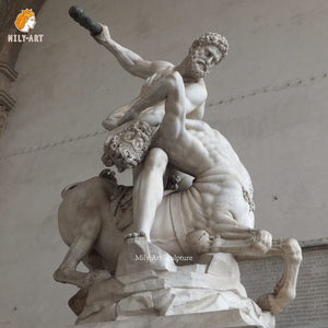 Esculturas de piedra grandes de tamaño natural talladas a mano Hércules Slaying Centaur Nessus estatua de mármol para exposición - Product Image 1