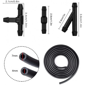 Raccords de tuyau de lavage de voiture 7mm 4mm, connecteurs de tuyaux en nylon noir pour l'alimentation en eau, accessoires de bricolage - Product Image 1