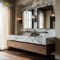 Meuble-lavabo de salle de bain en pierre naturelle moderne de luxe MT, lavabo en marbre cannelé fait main pour hôtels et appartements, dessus de meuble-lavabo en marbre
